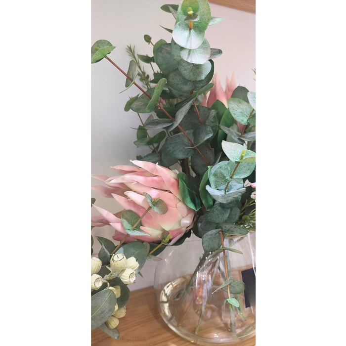 Protea King Mix in Vase - Light Pink - 57cm