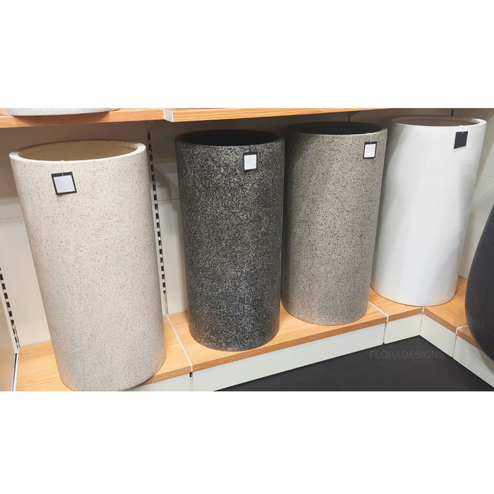 Cylinder Tall White Pot Set of Two - 80cm