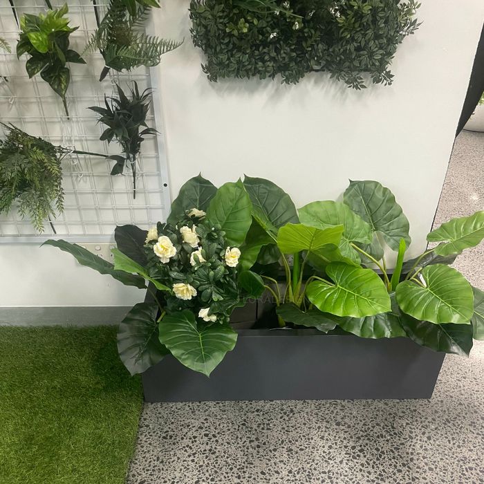 White Rose Bunch UV Resistant 45cm Set of 3