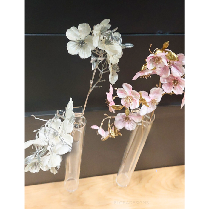 Blossom Metallic Spray White Silver 50cm - Pack of 24