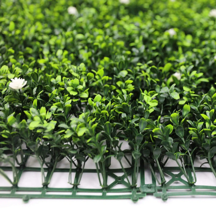 Luxury Flowering Artificial Buxus Hedge Panel UV Resistant 100cm x 100cm