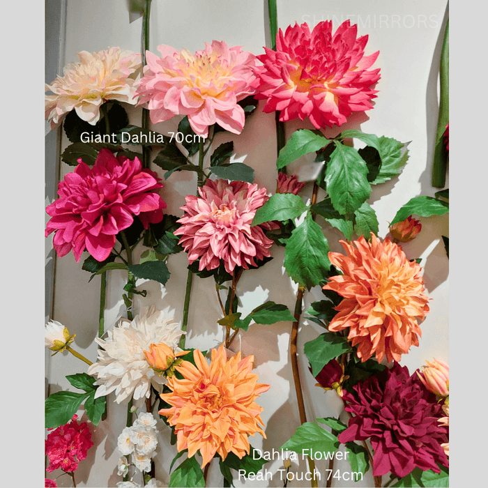 Dahlia Flower Real Touch Stem Orange 74cm Pack of 12