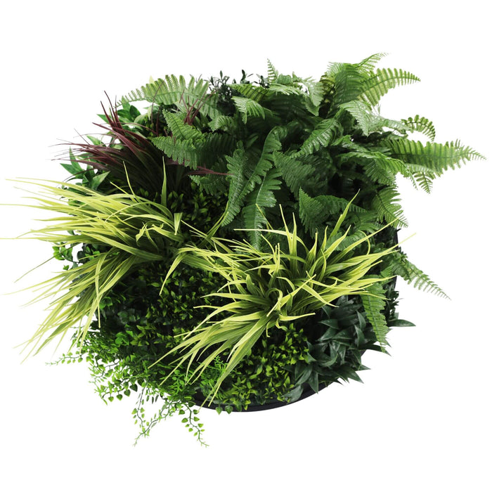 Slimline Artificial Green Wall Disc Art Grassy Fern Fields 50cm - FLORA DESIGNS