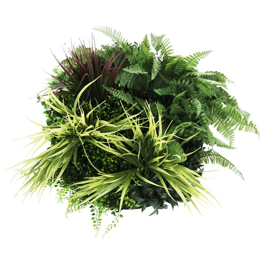 Slimline Artificial Green Wall Disc Art White Grassy 50cm - FLORA DESIGNS