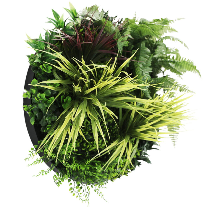 Slimline Artificial Green Wall Disc Art Grassy Fern Fields 50cm - FLORA DESIGNS