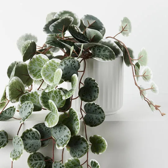 String of Hearts in Pot Green White 44cm Pack of 4