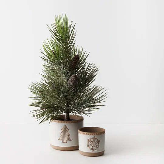 Tree Pine Jasper in Pot Green White 53cm - Pack of 6