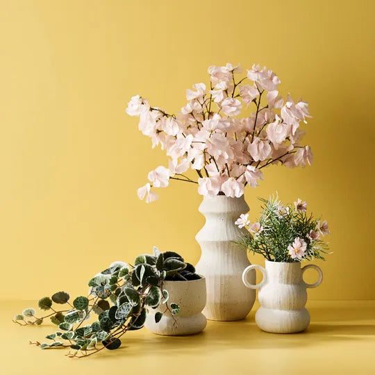 String of Hearts in Pot Green White 48cm Set of 6