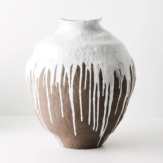 Sierra Pot White Brown 38cm