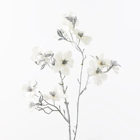 Blossom Metallic Spray White Silver 50cm - Pack of 24