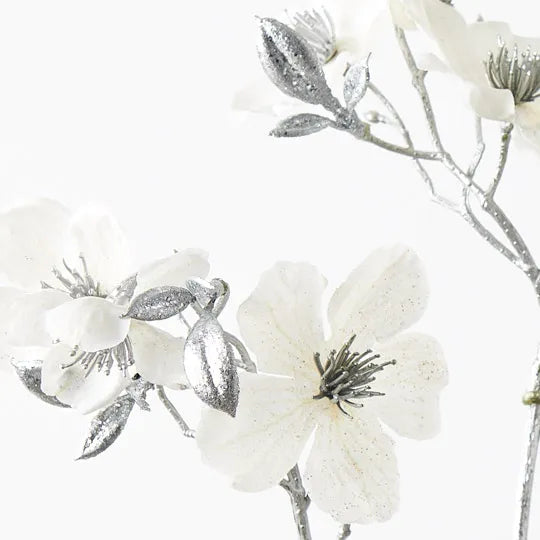 Blossom Metallic Spray White Silver 50cm - Pack of 24