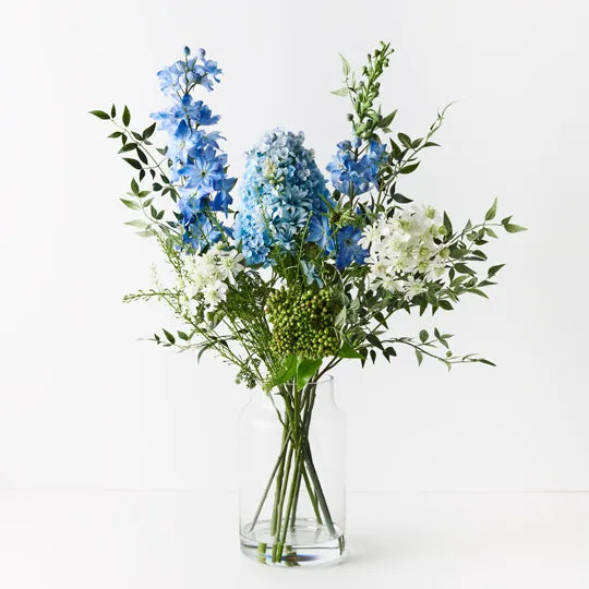 Hydrangea Delphinium Mix in Vase Blue White 86cm