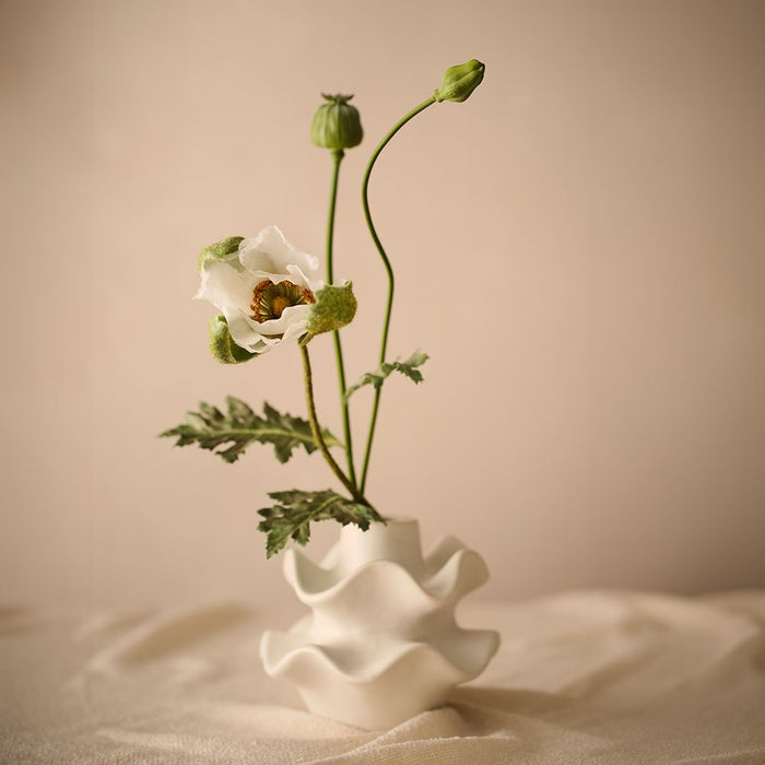 Poppy Bud White 79cm Pack of 12