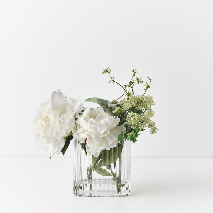 Peony Snow Willow Mix in Vase White 38cm