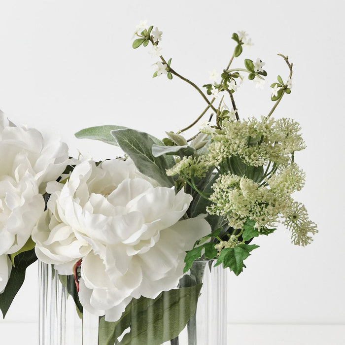 Peony Snow Willow Mix in Vase White 38cm