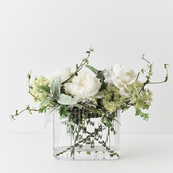 Peony Snow Willow Mix in Vase White 48cm