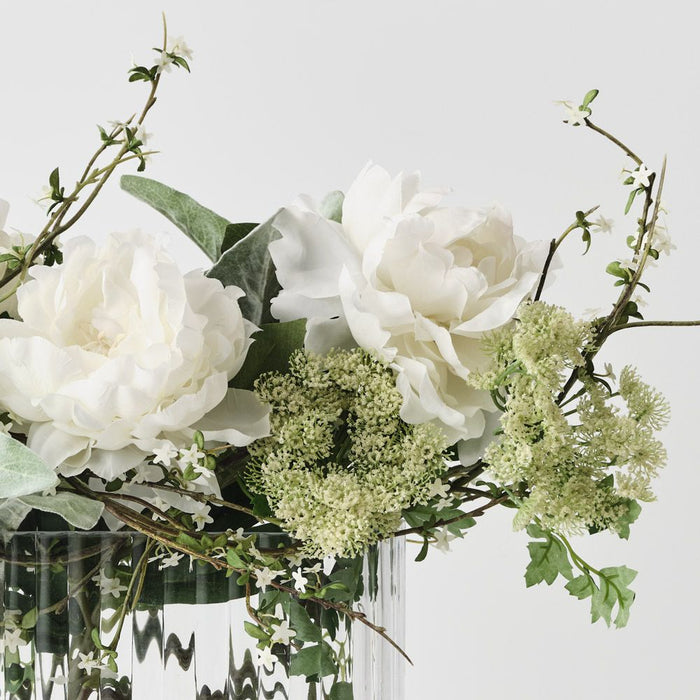 Peony Snow Willow Mix in Vase White 48cm