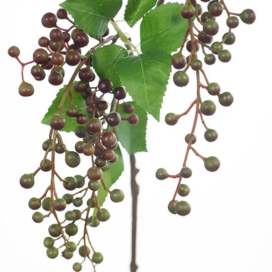 Berry Leaf Spray Green Burgundy 75cm - Pack of 12