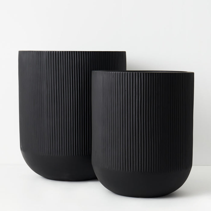Pot Linear Black Set of Two 64cm