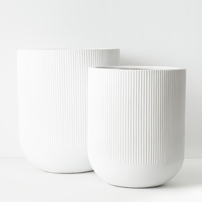 Pot Linear White Set of Two 64cm