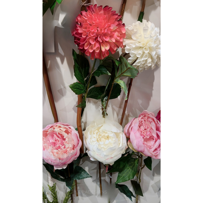 Peony Flower Real Touch Stem White Large 62cm Pack of 12