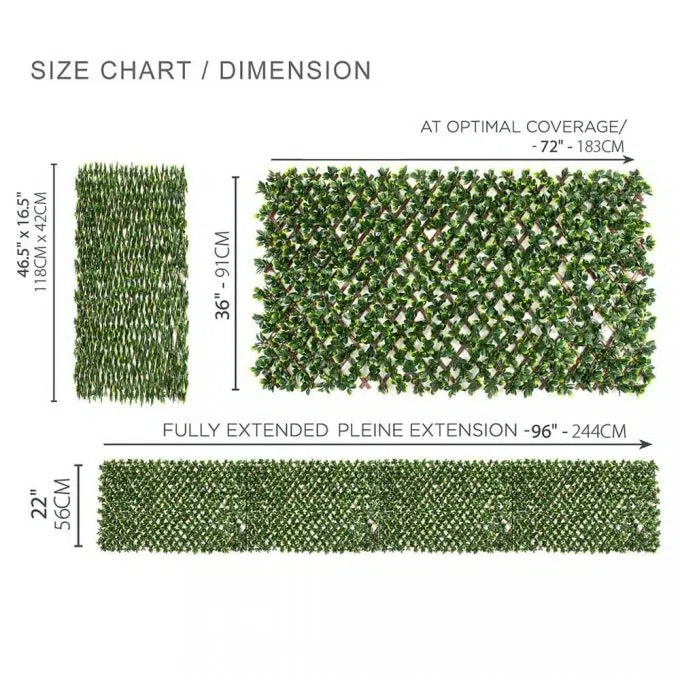Laurel Leaf Artificial Hedge Extendable Trellis UV Resistant 2m