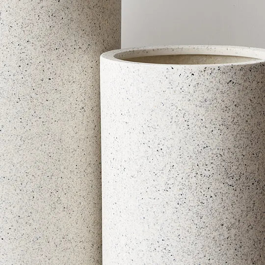 Cenzo Cylinder Tall White Pot Set of Two -80cm