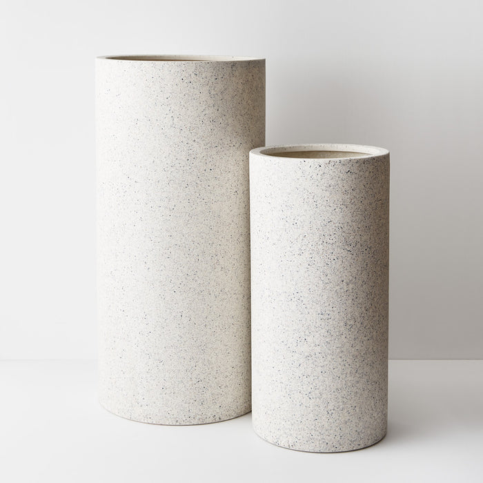 Cenzo Cylinder Tall White Pot Set of Two -80cm