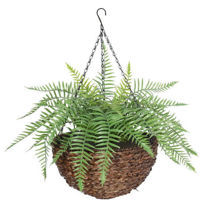 Large Artificial Fern Hanging Basket UV Resistant 48cm