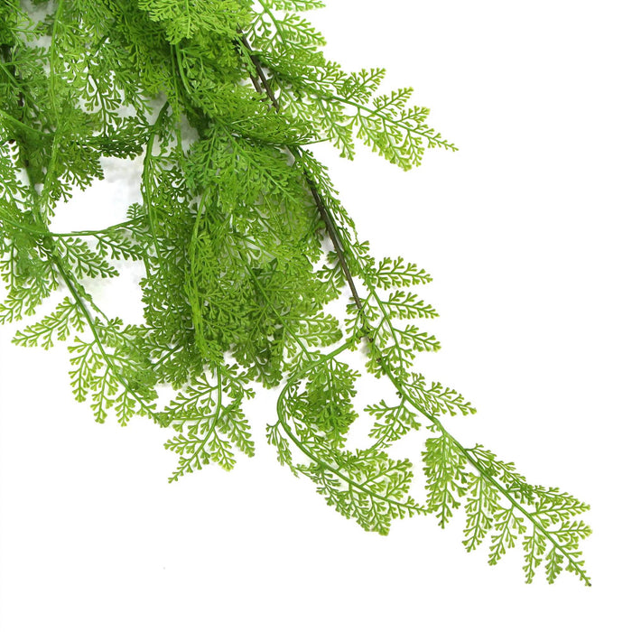 Artificial Hanging Fresh Green Maiden Hair Fern Bush UV Resistant 80cm Set of 2