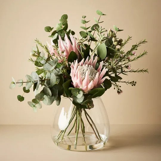 Protea King Mix in Vase - Light Pink - 57cm