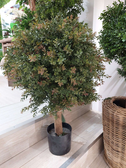 Red Day Leaf Ball Topiary Tree 85cm