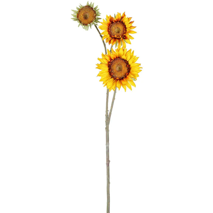 Sunflower Spray Yellow Brown 87cm Pack 12