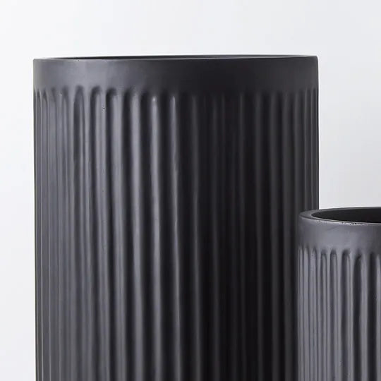 Pot Pleat Cylinder Tall Black Set of Two - 80cm